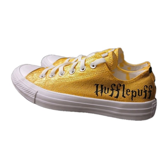 Hufflepuff Converse (Men‎ Size 5.5) (Women 7.5) Gold Glitter Low Top NEW #950 - Picture 1 of 9